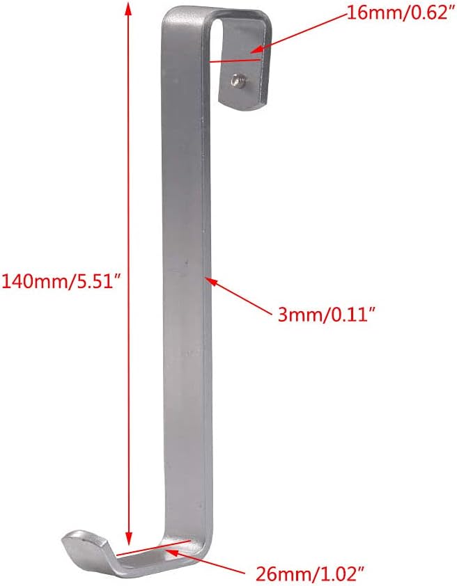 4 ganchos de puerta de baño, resistentes sin diamantes, ganchos plateados para puertas de vidrio de baño, ducha (diámetro interior del gancho 0.630