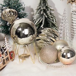 Adornos de bola de Navidad inastillables, decoraciones de Navidad extragrandes para árbol de Navidad (6 pulgadas, 2 unidades, champán)