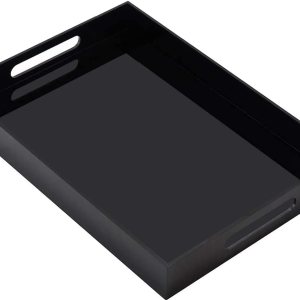 Bandeja de acrílico duradera para servir el desayuno, bandeja grande rectangular impermeable de 0.197 pulgadas de grosor con asas para café, té, Bandeja de acrílico duradera para servir el desayuno, bandeja grande rectangular impermeable de 0.197 pulgadas de grosor con asas para café, té,