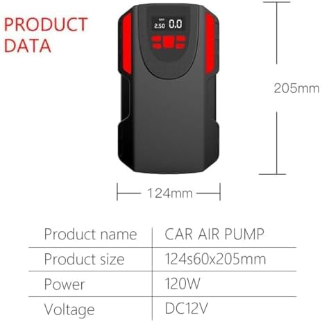 Inflador de neumáticos, bomba de compresor de aire portátil de 120 W para neumáticos de automóvil con detección de presión de neumáticos