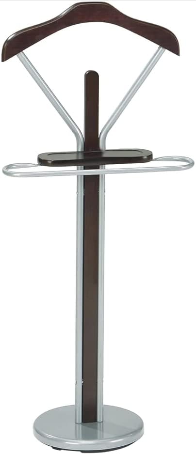 Kings Brand – Organizador de soporte de madera y metal con acabado plateado y nogal