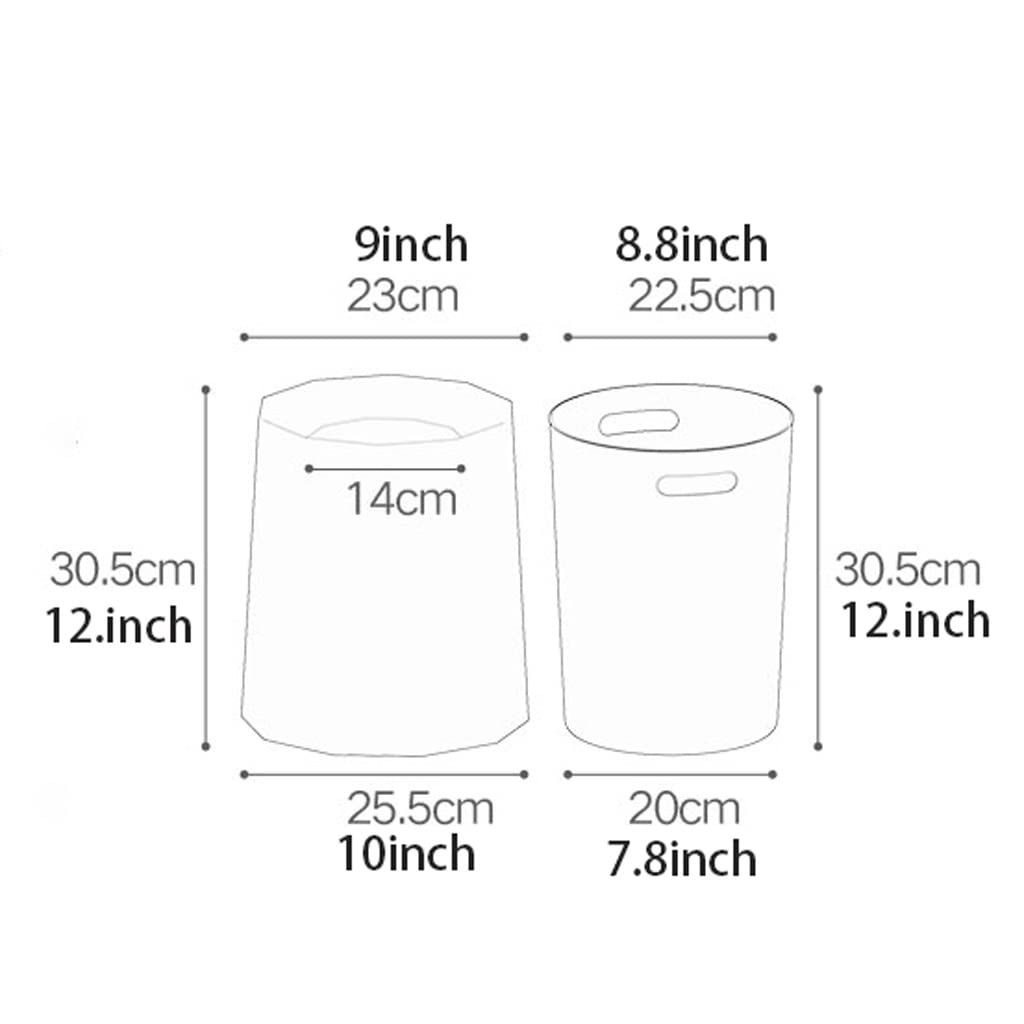 IRYZE Cubo de basura redondo de plástico, papelera, contenedor de basura para baño, dormitorio, cocina, oficina en casa, cubo de basura de 12