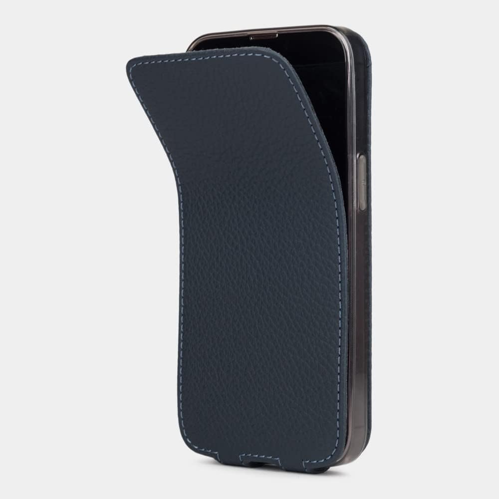Marcel Robert – Funda de piel tipo cartera para iPhone 13 Mini – Modelo patentado – Fabricado en Francia –  Azul