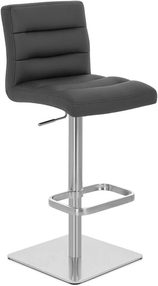 Zuri Muebles Taburete de bar moderno de altura ajustable negro exuberante con base cuadrada cepillada
