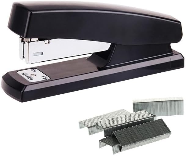 Engrapadora de oficina de escritorio con 2000 grapas, engrapadora de media tira, capacidad de 20 hojas, capacidad de 100 grapas (blanco)