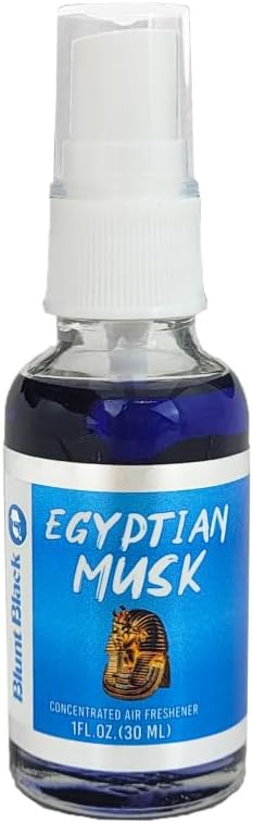 Blunt Black Ambientador concentrado en aerosol 1 oz. Botella de vidrio – Elige tu aroma (almizcle egipcio)