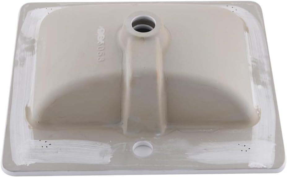 Fregadero de baño de 21 x 18 pulgadas, rectangular, color blanco, de porcelana, de cerámica, con grifo negro y desagüe desplegable