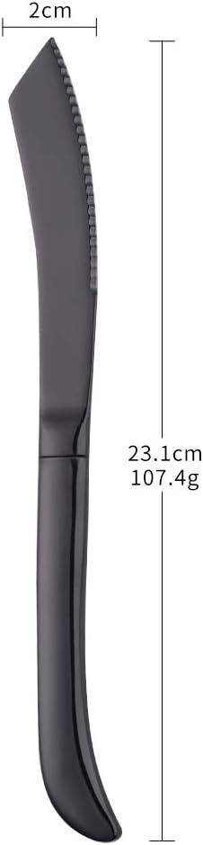 Bisda Juego de cuchillos para carne, cuchillos de cocina de acero inoxidable dentado de alta calidad, juego de 6, aptos para lavavajillas (negro)