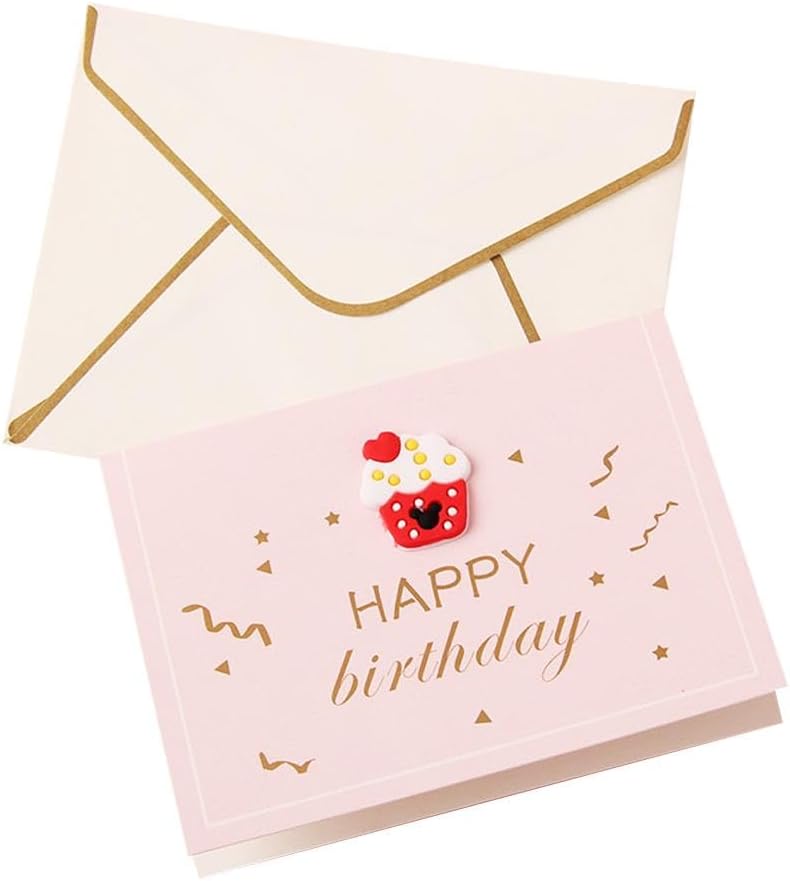 Tarjetas únicas de feliz cumpleaños, tarjeta de felicitación creativa con sobre, linda corona de flores, tarjetas de feliz cumpleaños, tarjetas de