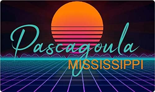 Pascagoula Mississippi – Imán para nevera, diseño retro de neón de 4 x 2.25 pulgadas