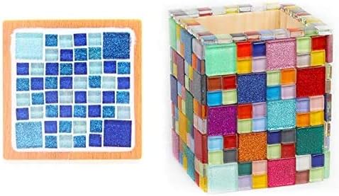 Azulejos de mosaico, azulejos de vidrio, piezas de vidrio de mosaico de cristal brillante cuadrado a granel para decoración del hogar o manualidades