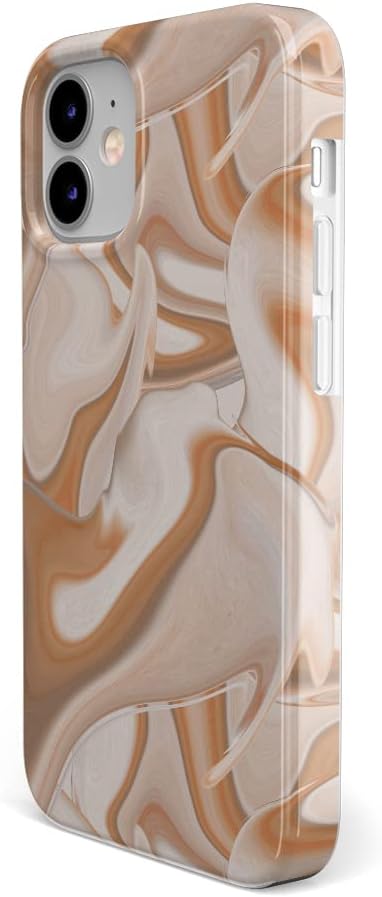Casely Funda compatible con iPhone 12 Mini  Caramelo Delight  Funda con diseño de remolinos de mármol