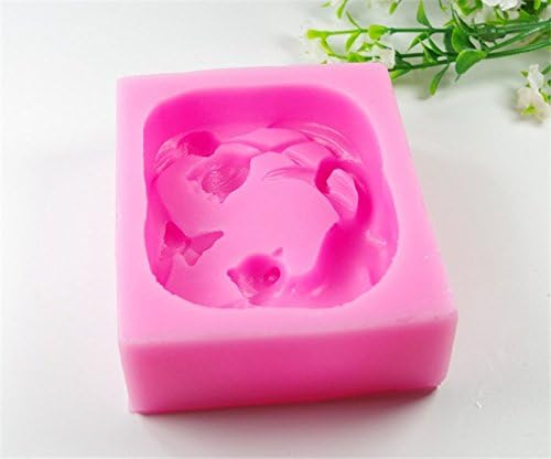 Molde de silicona para fondant para decoración de tartas, juego de gato 3D, molde de silicona, arcilla polimérica, moldes de jabón hechos a mano,