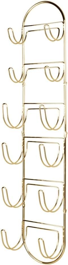 mDesign Toallero de acero para montaje en pared con 6 compartimentos, toallero y organizador de almacenamiento de toallas para baño, tocador,