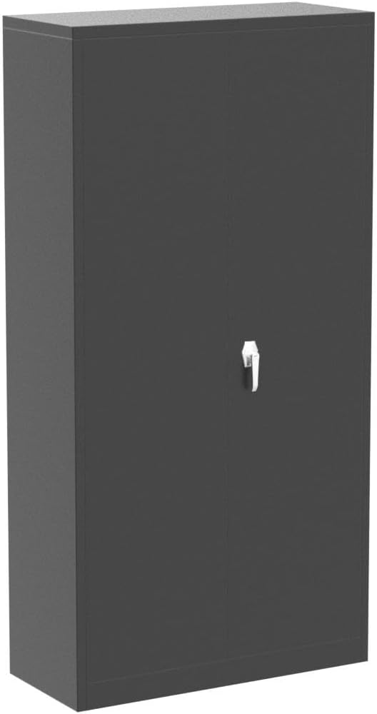 Aobabo Armario de almacenamiento de metal con 2 puertas, gabinete de almacenamiento de acero con bloqueo de 72 pulgadas de alto para oficina,