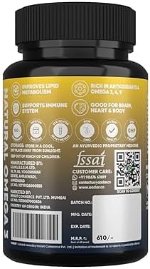 Omega 3  Suplemento vegano Omega 3 6 9 ácidos grasos e inmunidad para hombres y mujeres  Mejora el metabolismo  Semilla de lino, arjuna, nuez – Sin