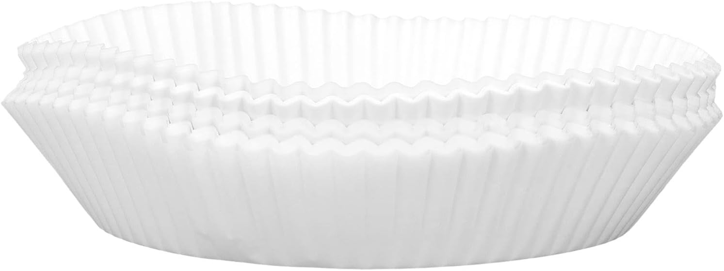 100 forros para freidora de aire, 6.3 x 1.8 in, color blanco, antiadherente, bandeja de papel de aceite, forro redondo para hornear freidora de