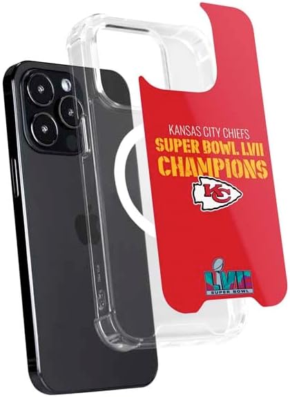 Skinit Funda para teléfono compatible con MagSafe iPhone 15 Pro Max, diseño oficial de la NFL Kansas City Chiefs Super Bowl LVII Champions