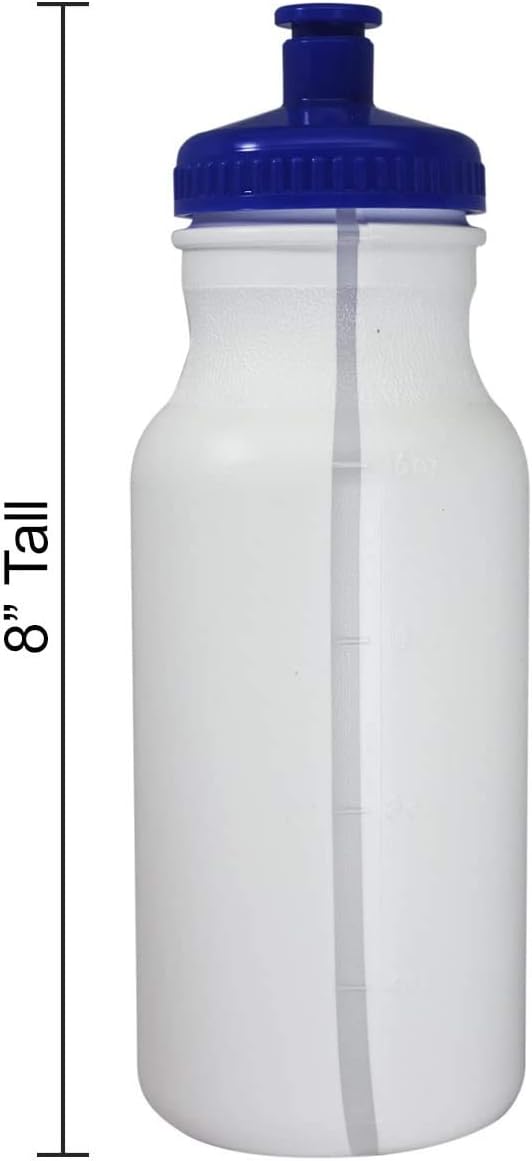 Botellas de agua deportivas de plástico para apretar, tapa de empujejalar, 20 onzas, sin BPA, juego de 8 (tapa roja)