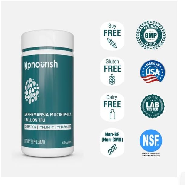 AkkeDigestive Health – Probiótico Akkermansia de 5 mil millones de TFU para reparación intestinal con fugas, GLP-1 e inmunidad, prebióticos y