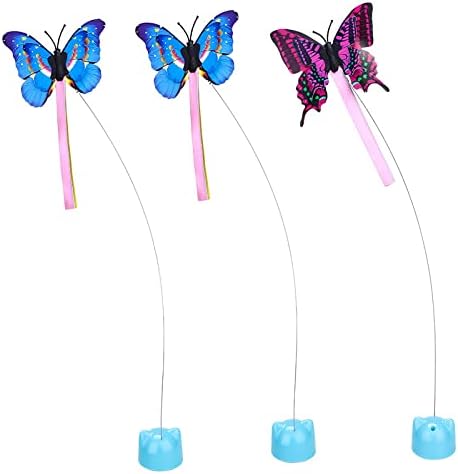 PETTOM Recambios para gatos Juguete B0936T245Z Interactivo Teaser Gatos Juguete Tres Mariposas Giratorias Divertido Ejercicio Gatito Juguete Mascota