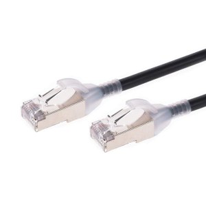 Monoprice Cable de conexión Ethernet Cat6A – 1 pie – Negro Sin enganches, doble blindado, nivel de componente, CM, 30AWG – Serie SlimRun Monoprice Cable de conexión Ethernet Cat6A – 1 pie – Negro Sin enganches, doble blindado, nivel de componente, CM, 30AWG – Serie SlimRun
