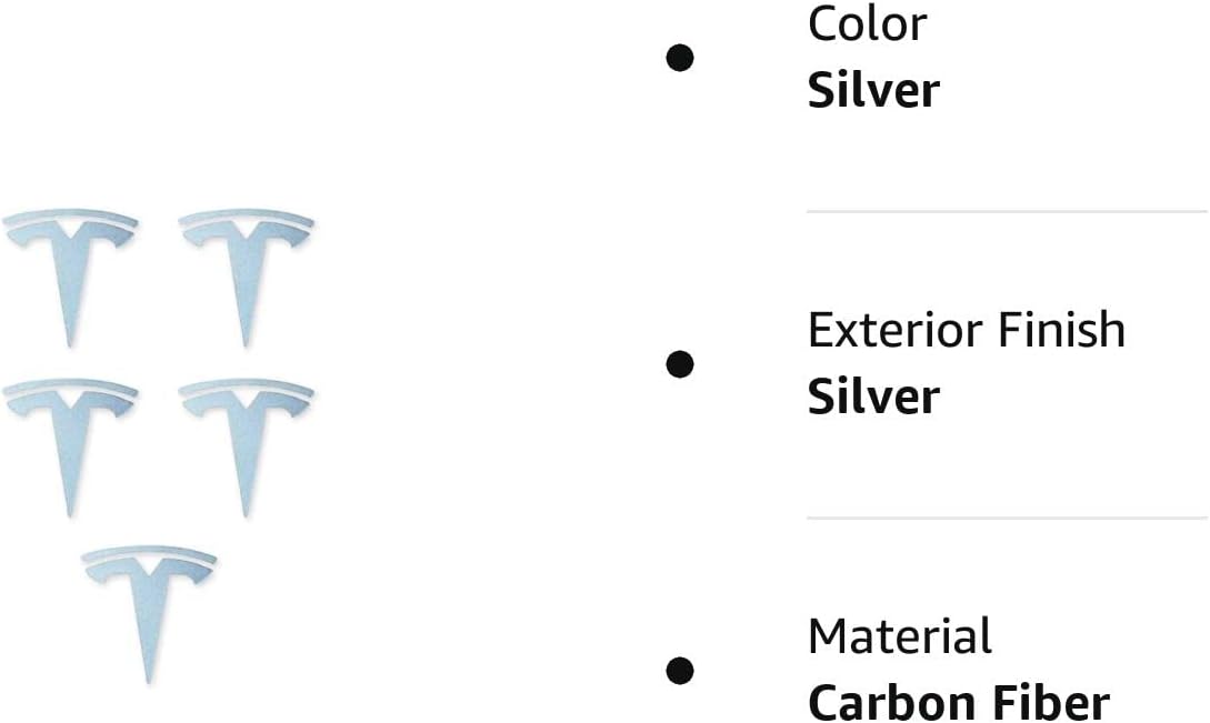 Calcomanías adhesivas con logotipo en T para llanta de rueda de tapa central, 5 piezas compatibles con Tesla Model 3 e Y plateado