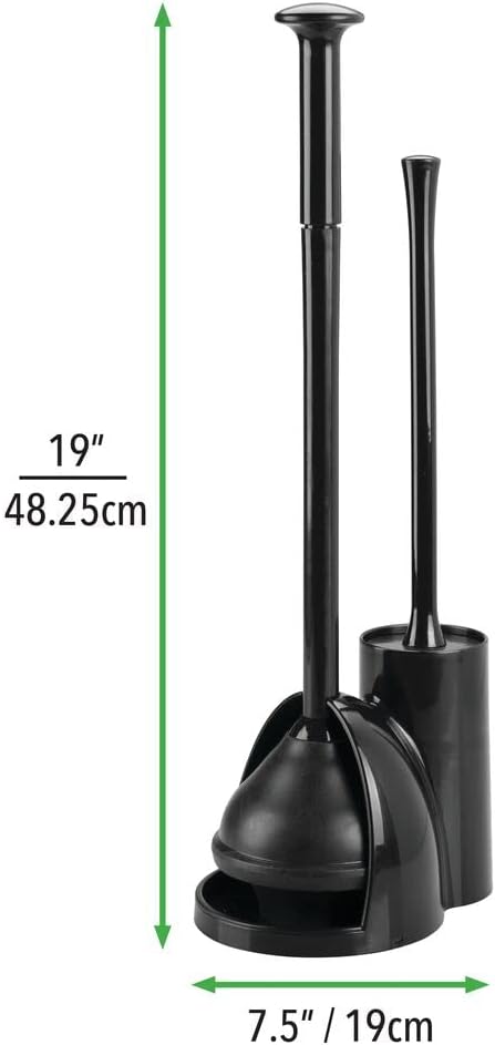mDesign Juego de 2 cepillos de inodoro de plástico 2 en 1 compactos e independientes, juego de basura, almacenamiento de baño en casa, accesorios de
