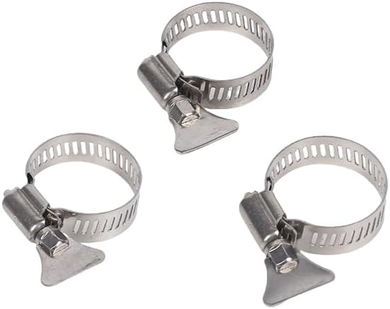Paquete de 10 abrazaderas de manguera de acero inoxidable 304, abrazaderas de tornillo de pulgar ajustables, tamaño de 25″-58″ (0.394-0.630 in),