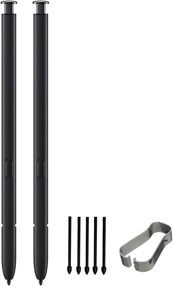 2 piezas Galaxy S23 Ultra Stylus S Pen repuesto para Samsung Galaxy S23 Ultra (sin Bluetooth) + puntaspuntas (negro)