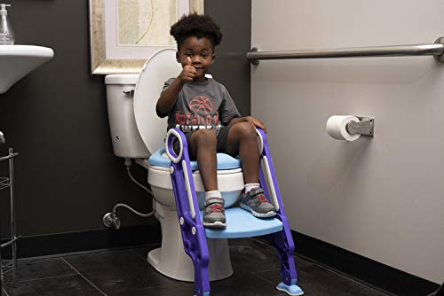 Asiento de entrenamiento para ir al baño con escalera. Taburete para niños pequeños que se adapta a la mayoría de inodoros, se pliega para