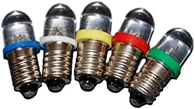 Bombillas en miniatura, 3 voltios, bombillas LED pequeñas E10, multicolor (R, B, G, Y, W) paquete de 5