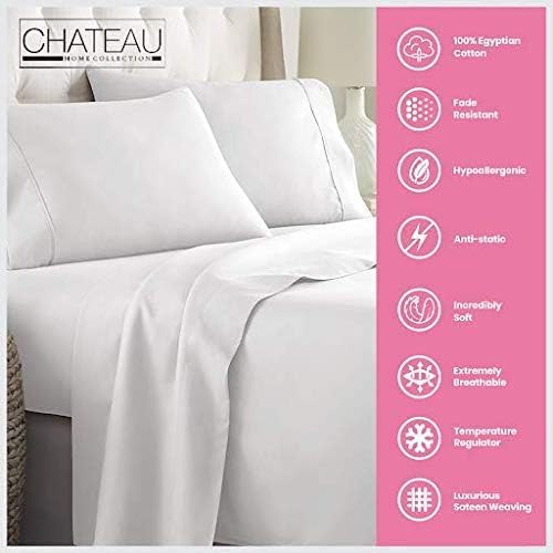 CHATEAU HOME COLLECTION Juego de sábanas de 5 piezas de 100 % algodón egipcio de 800 hilos, tamaño King dividido de 5 piezas, sábanas de lujo para
