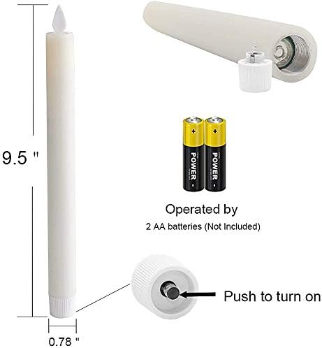 GenSwin Velas cónicas sin llama color marfil a pilas con control remoto y temporizador, mecha móvil de cera real parpadeante, velas LED parpadeantes
