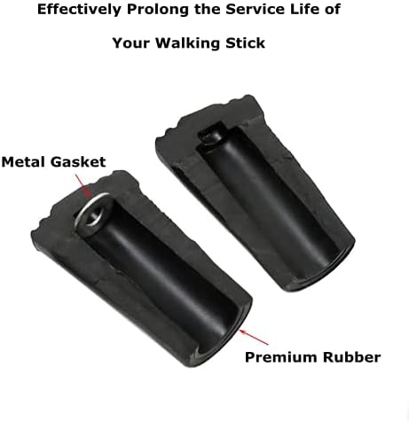Walking Stick Tips Rubber 4pcs Trekking Pole Tips Replacement- Rubber Feet for Hiking Poles, Walking Sticks, Trekking Poles  Rubber Tip for Walking
