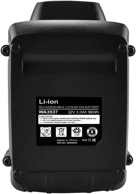 Batería de litio 32V 3.0Ah WA3537 para Worx 32V Tools WG175.1 WG275 WG575.1 WG924.4 Reemplazo Worx 32V batería