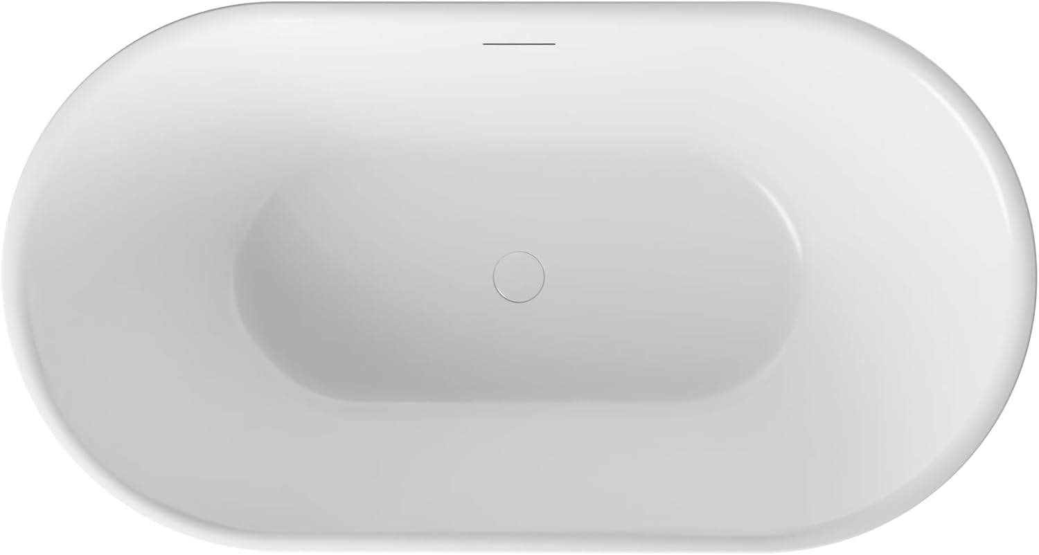 Yinzanw Bañera ovalada de acrílico, bañera independiente, drenaje extraíble integrado con acabado blanco certificado CUPC (blanco)