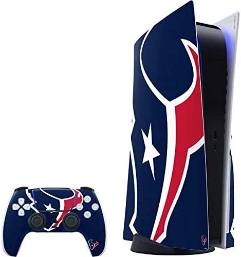 Skinit Calcomanía para juegos compatible con PS5 Bundle  Diseño de logotipo grande con licencia oficial de los Houston Texans de la NFL