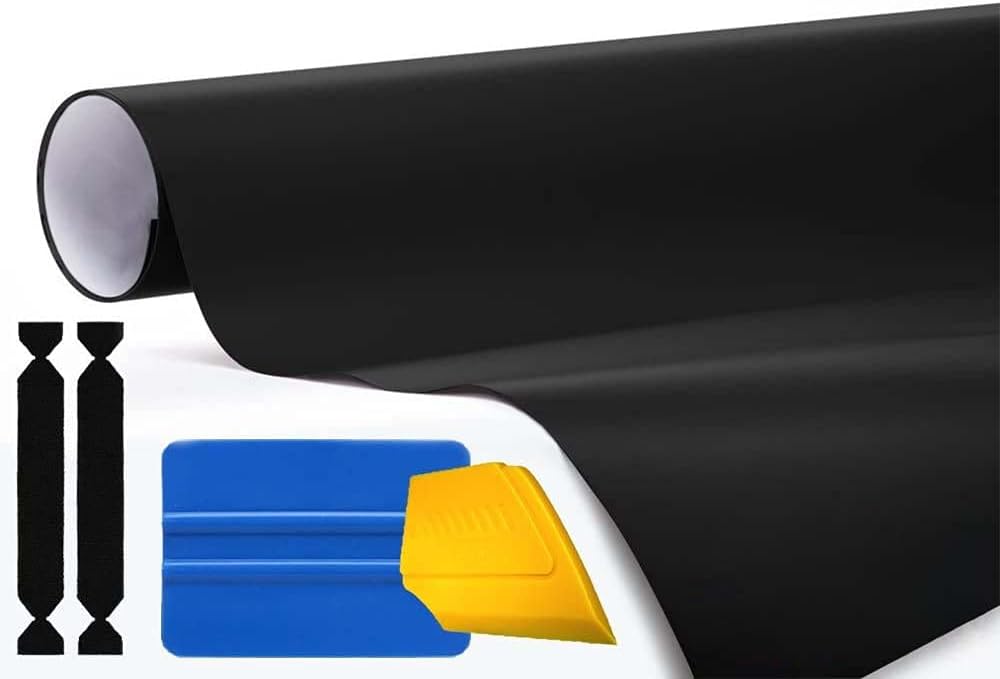 3M – Rollo de vinilo para automóvil (negro satinado, 5 pies x 5 pies) con herramientas