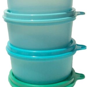 Tupperware Juego de 4 cuencos para servir aperitivos de 7 onzas de color azul y verde azulado Tupperware Juego de 4 cuencos para servir aperitivos de 7 onzas de color azul y verde azulado