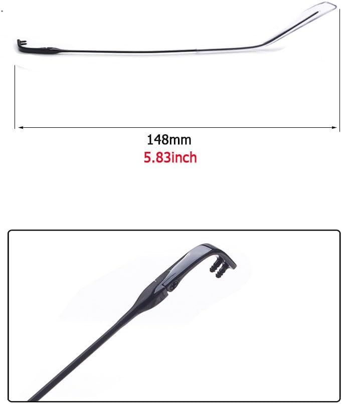 1 par de brazos de marco de metal, lentes sin montura para piernas, lentes de repuesto para patillas (Negro), Negro –