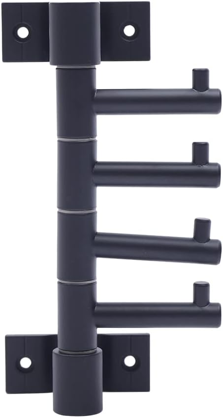 Ganchos giratorios negros para colgar en la pared con 4 brazos giratorios, múltiples ganchos para toallas de baño, ganchos para ropa, perchero de