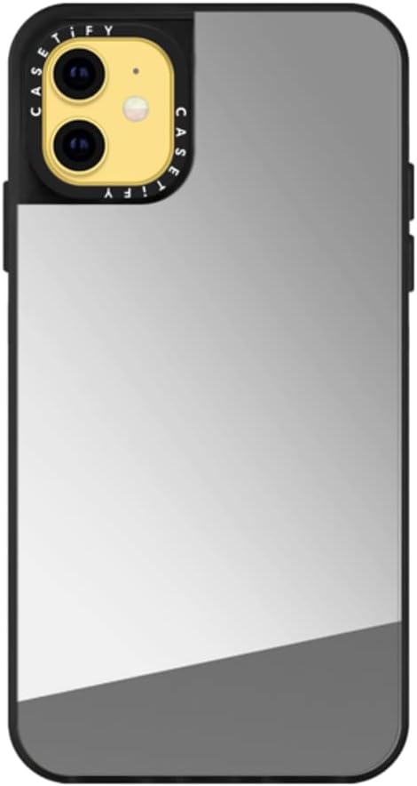 CASETiFY Funda de espejo para iPhone 11 – Plata sobre negro