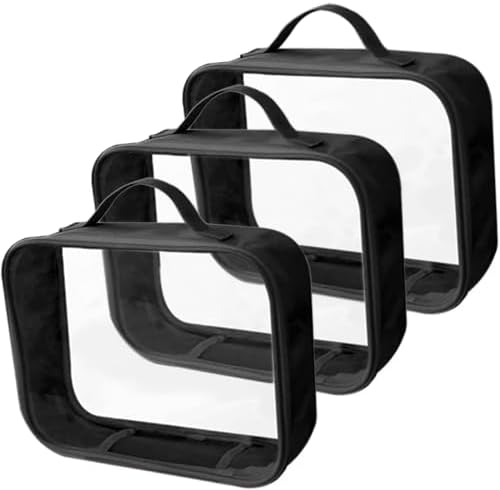 Bolsa de aseo aprobada por la TSA, bolsas de viaje transparentes con asa para artículos de tocador y maquillaje, bolsas de viaje transparentes