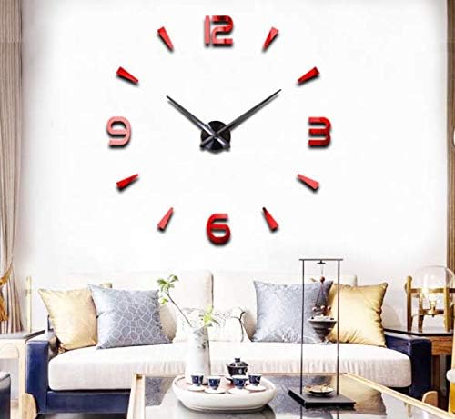 Reloj de pared decorativo 3D DIY con adhesivo para decoración de espejo sin marco, kit de reloj de pared grande para el hogar, sala de estar,