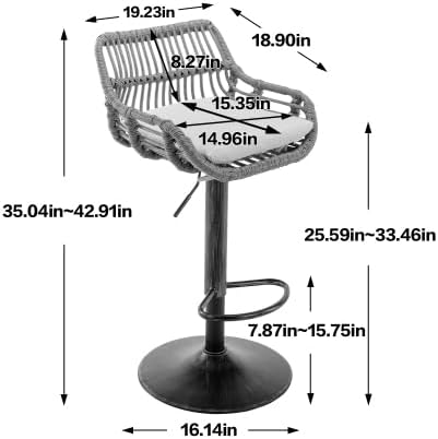 SZLIZCCC Juego de 2 taburetes giratorios de bar ajustables con reposapiés para cocina, bar, restaurante (azul)