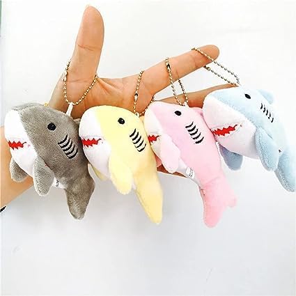 Llavero de tiburón de peluche gris con forma de tiburón suave, juguetes de peluche de animales de la vida oceánica, llavero para bolsa, bolso,