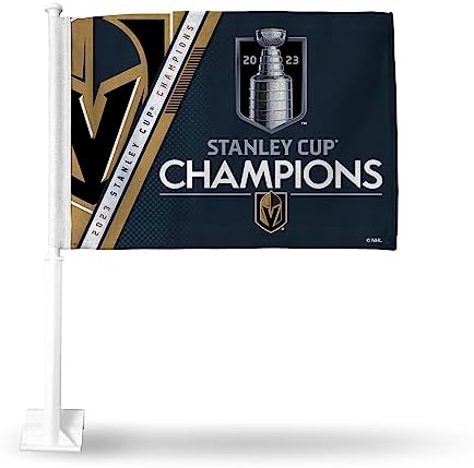 Rico Industries NHL Hockey Stanley Cup Champions – Bandera de coche de doble cara  16 x 19 pulgadas  Poste fuerte que se engancha en el