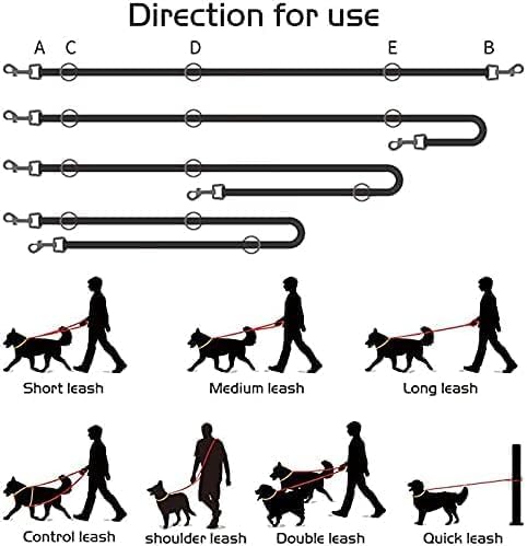 Correa de perro de cuerda multifuncional de 7 pies, correa de perro manos libres, correa de cuerda cruzada, correa larga ajustable para 2 perros (7