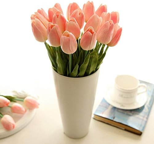 EdricShop – Flores artificiales de poliuretano, tulipanes de espuma de belleza, tacto real, ramo de novia, fiesta, hogar, boda, decoración rosa,